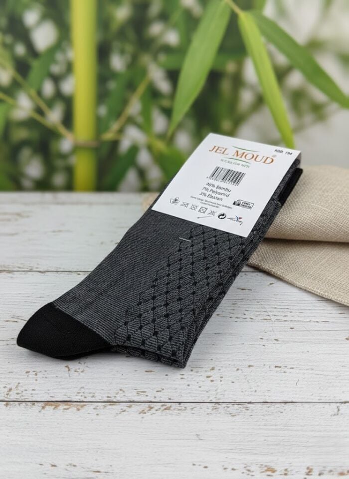 Jel Moud Siyah Desenli Erkek Bambu Çorap