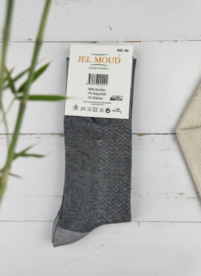 Jel Moud Gri Desenli Erkek Bambu Çorap