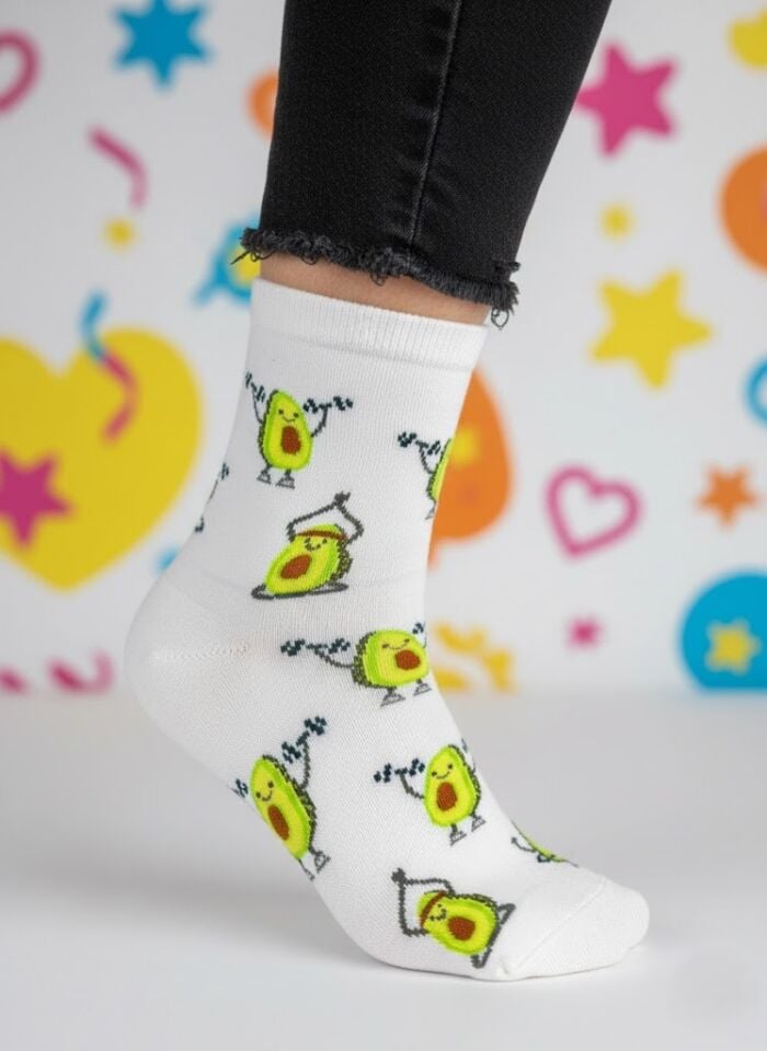 Avokado Desenli Çorap