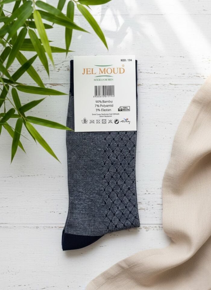 Jel Moud Lacivert Desenli Erkek Bambu Çorap