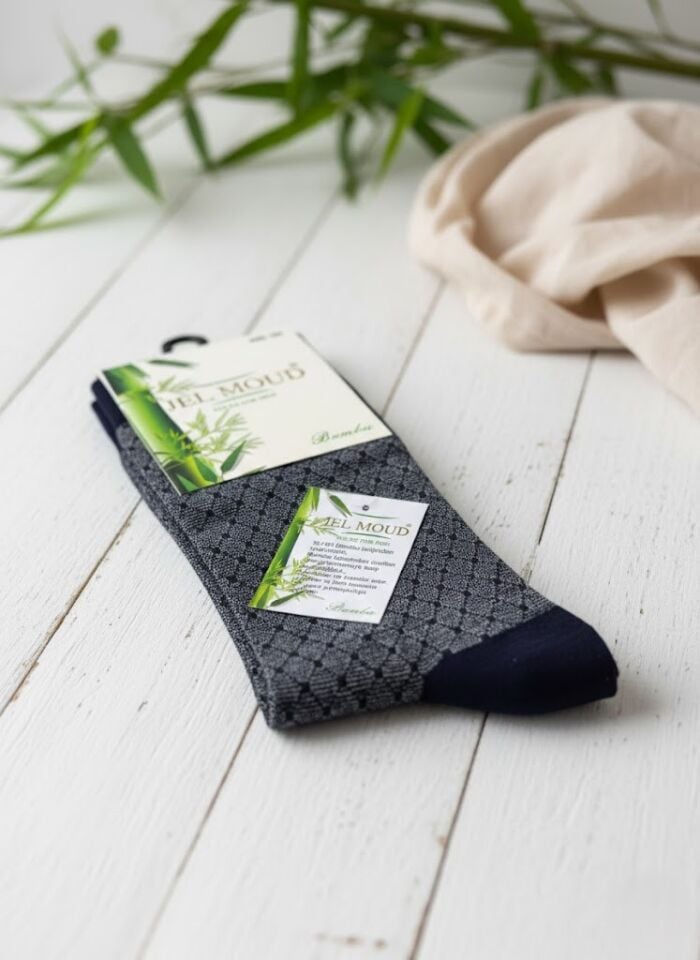 Jel Moud Lacivert Desenli Erkek Bambu Çorap