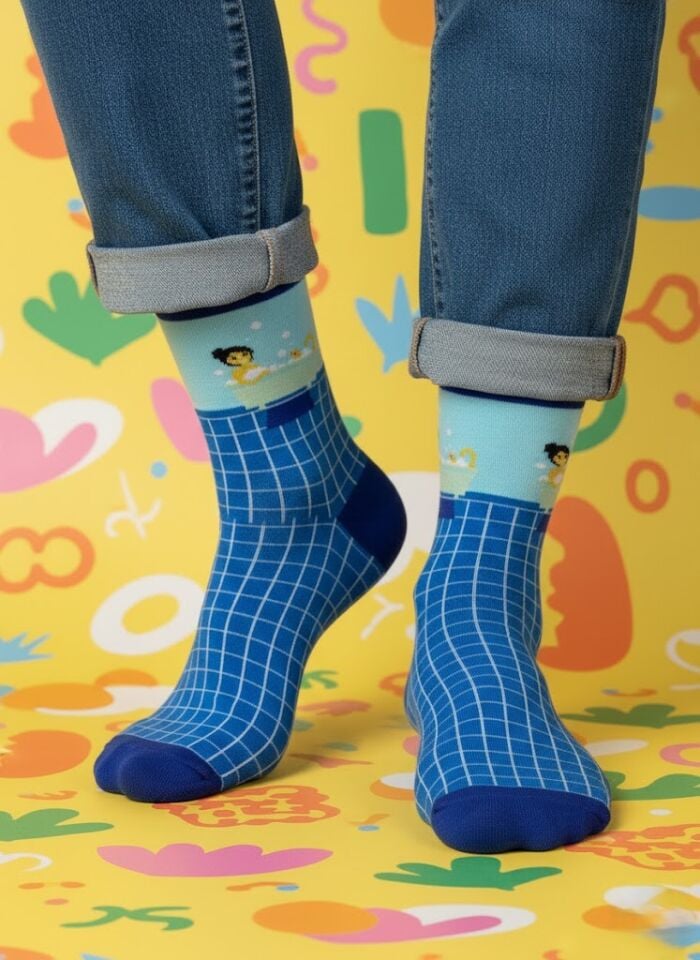 Banyo Desenli Çorap