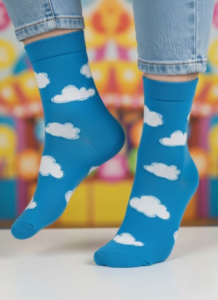 Bulut Desenli Çorap