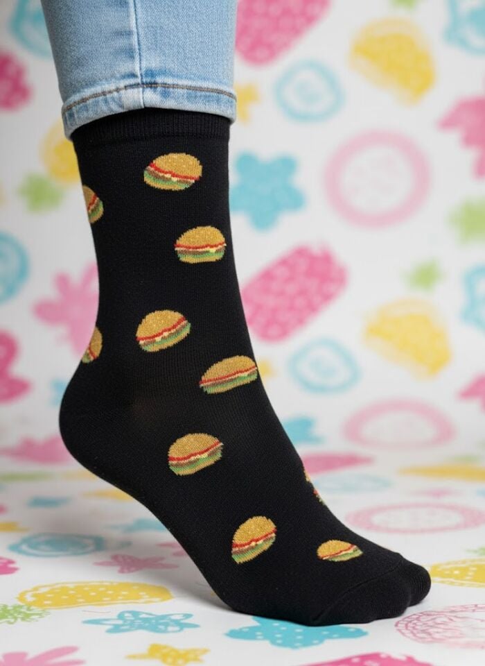 Burger Desenli Çorap