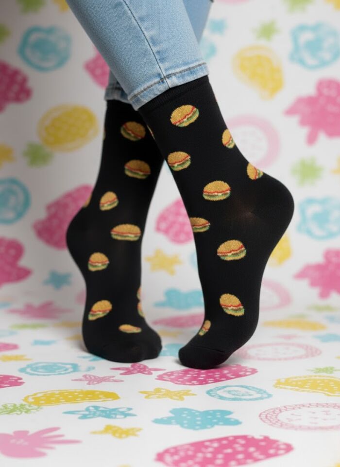 Burger Desenli Çorap