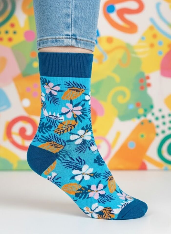 Çiçek Desenli Çorap