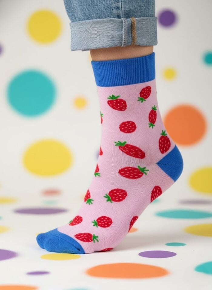 Çilek Desenli Çorap