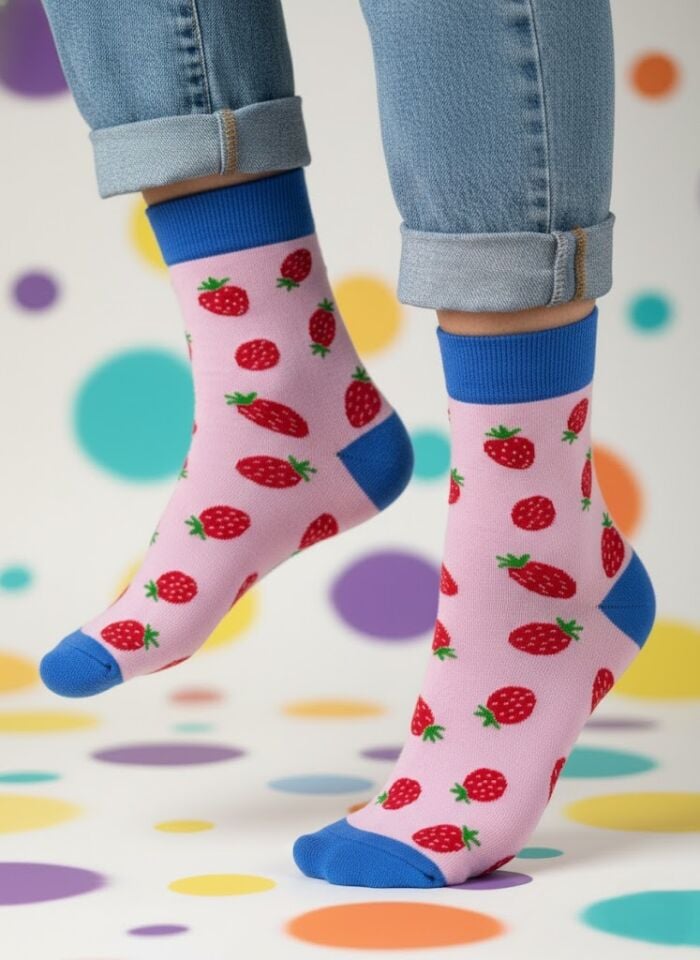 Çilek Desenli Çorap