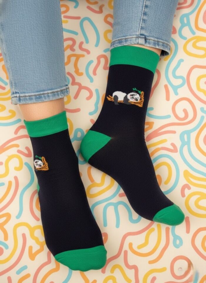 Panda Desenli Çorap