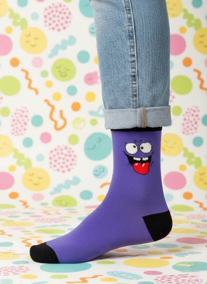 Gülen Surat Desenli Çorap