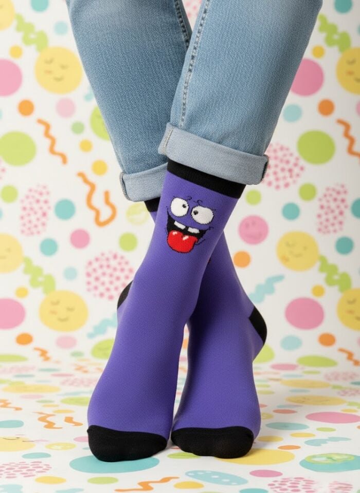 Gülen Surat Desenli Çorap