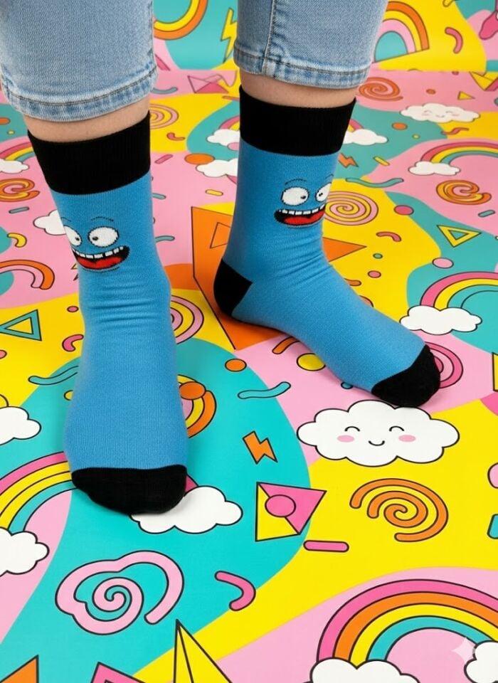 Gülen Surat Desenli Çorap