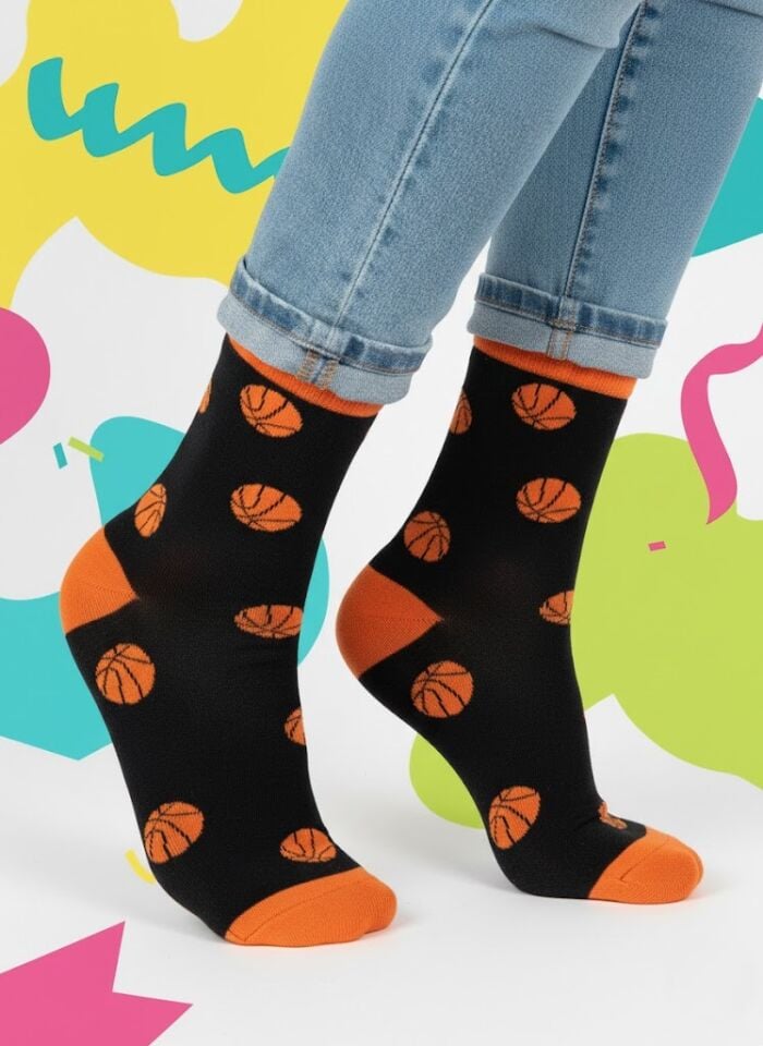 Basketbol Topu Desenli Çorap