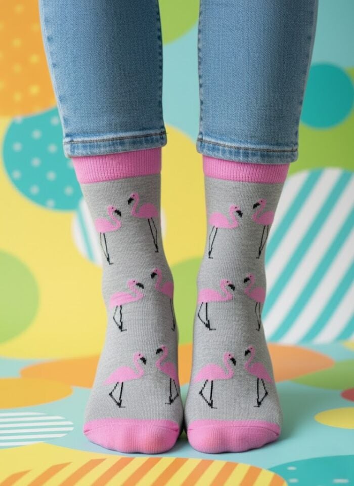 Devekuşu  Desenli Çorap