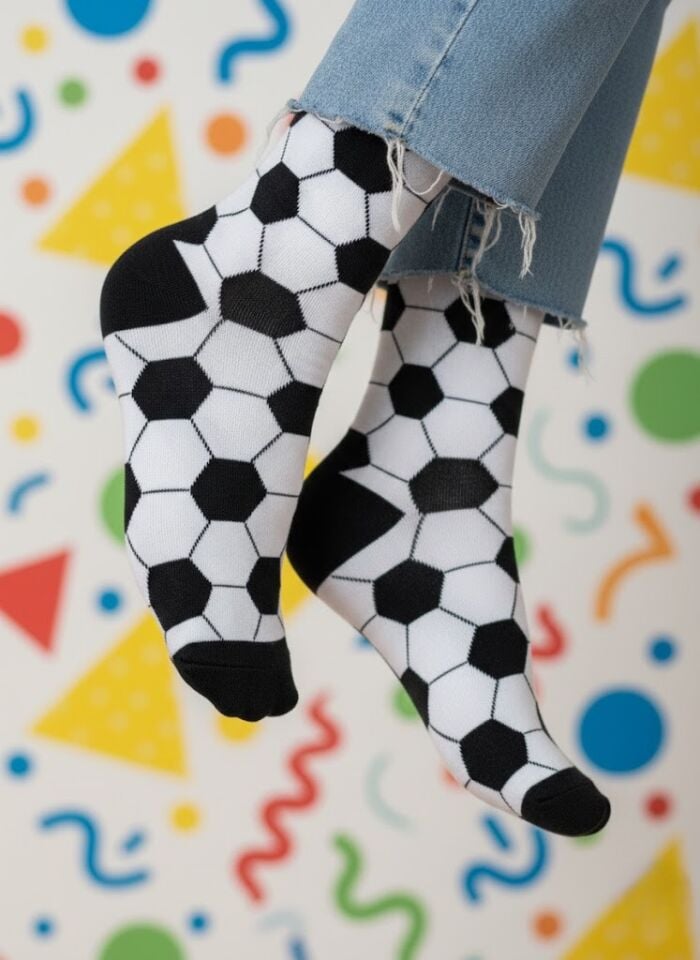 Futbol Topu Desenli Çorap