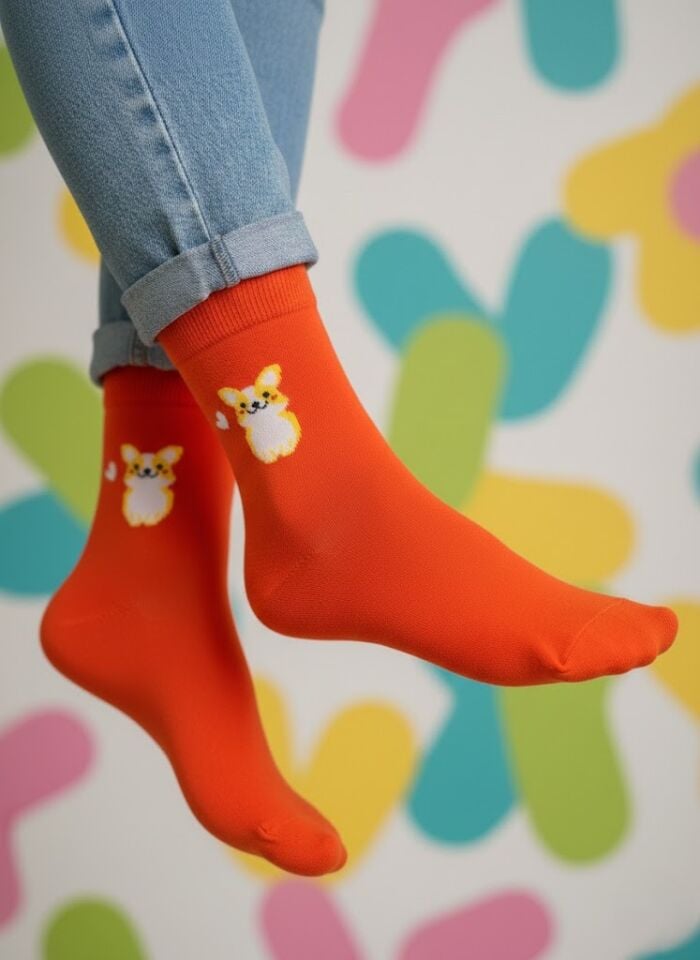 Tilki Desenli Çorap