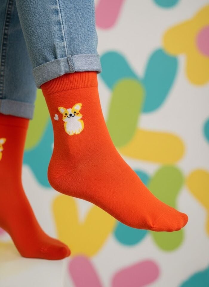 Tilki Desenli Çorap