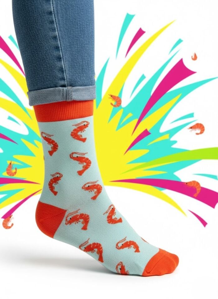 Karides Desenli Çorap