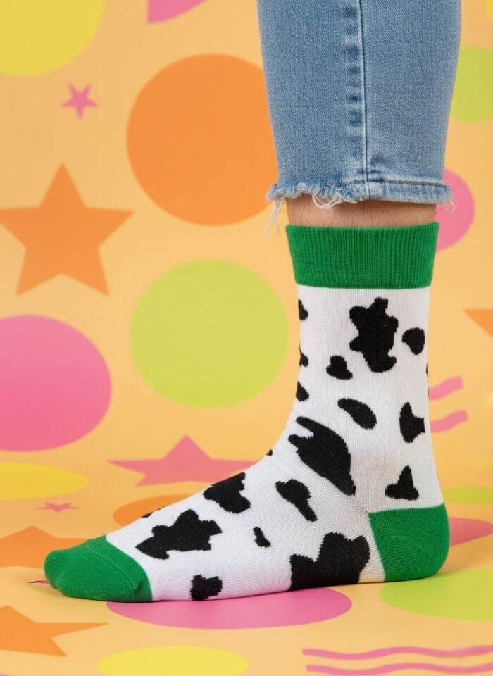 İnek Desenli Çorap