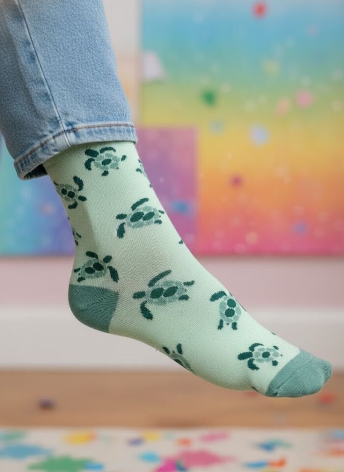 Kablumbağa Desenli Çorap