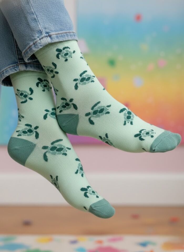 Kablumbağa Desenli Çorap