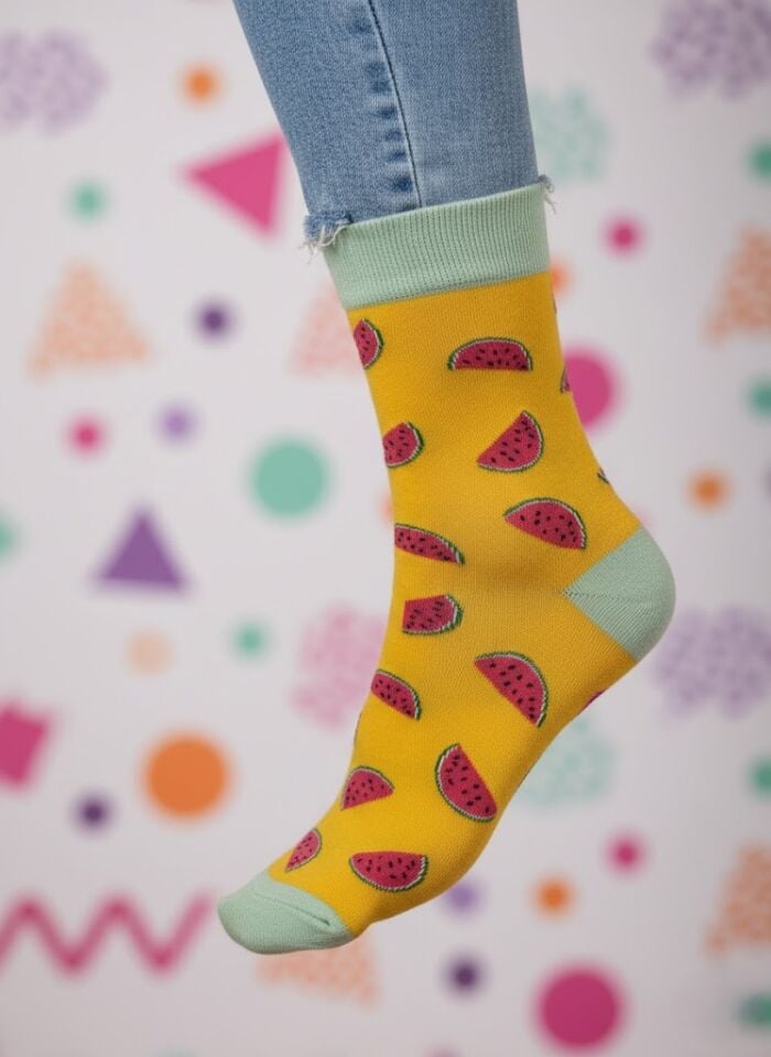 Karpuz Dilimi Desenli Çorap