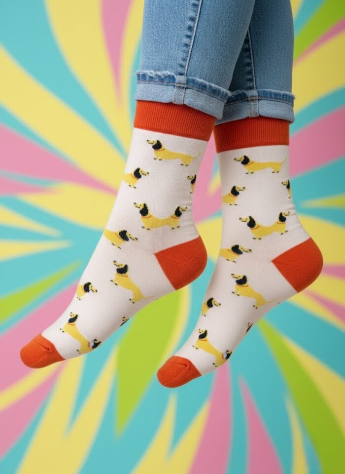 Köpek Desenli Çorap