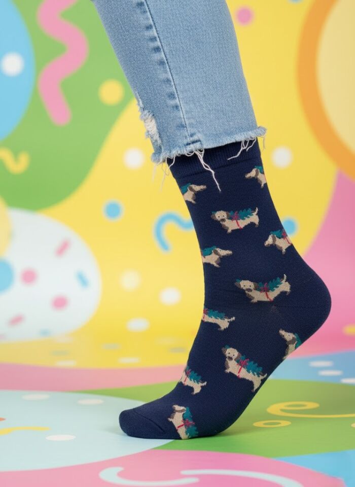 Köpek Desenli Çorap