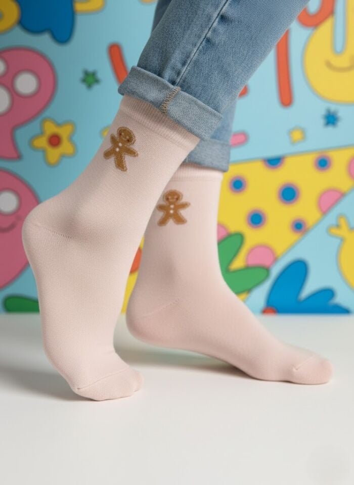 Kurabiye Adam Desenli Çorap