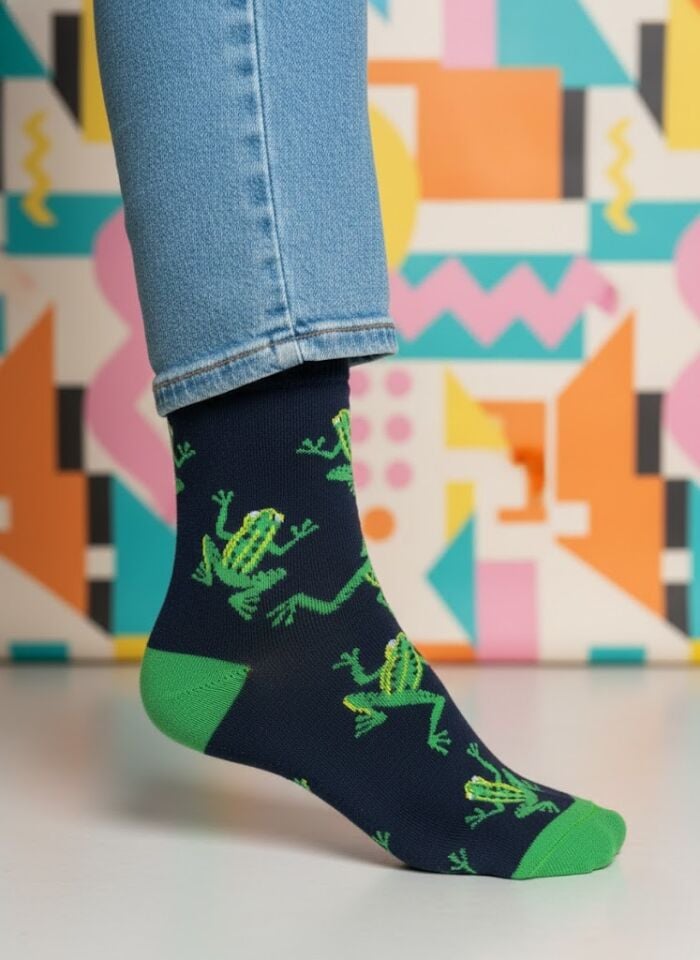 Kurbağa Desenli Çorap