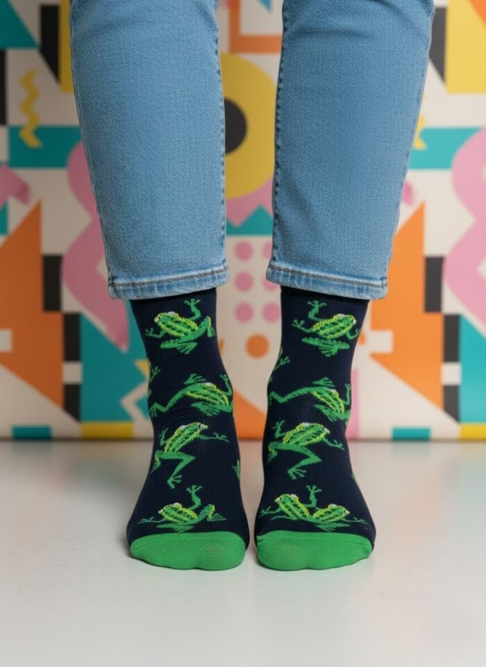 Kurbağa Desenli Çorap