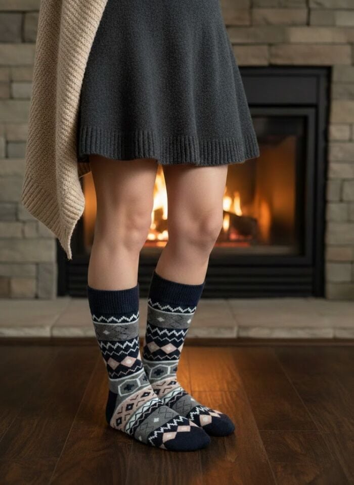 Ekose Desenli Havlu Çorap