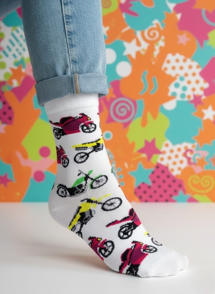 Motosiklet Desenli Çorap