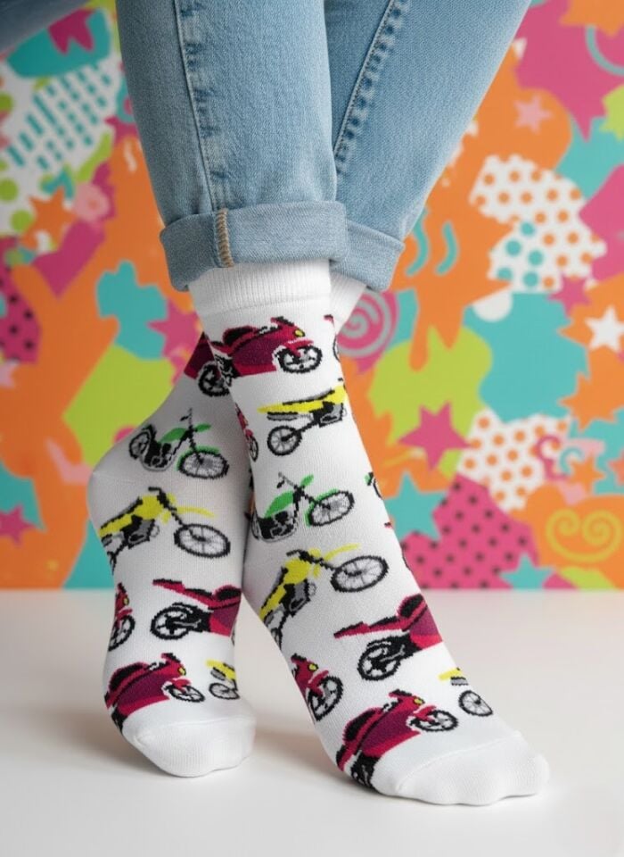 Motosiklet Desenli Çorap