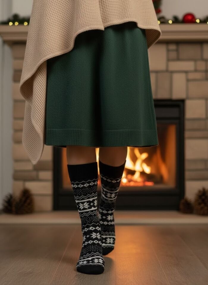 Kar Tanesi Desenli Havlu Çorap