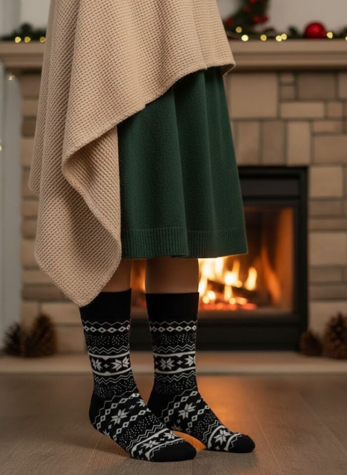 Kar Tanesi Desenli Havlu Çorap