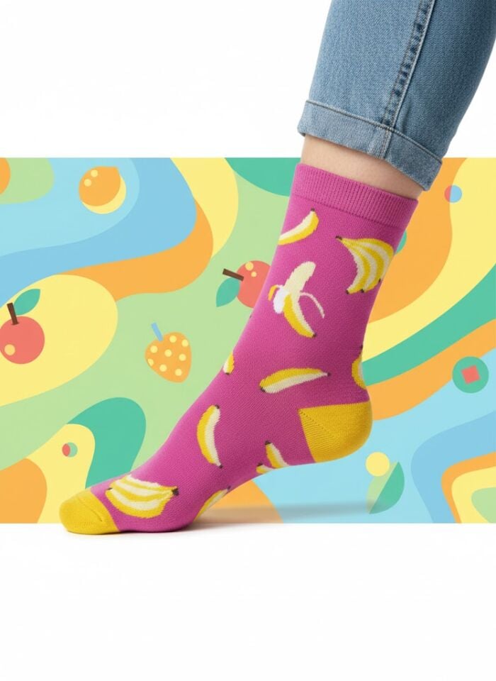 Muz Desenli Çorap