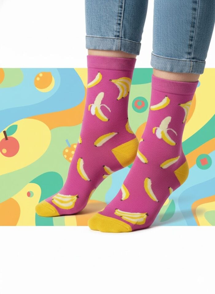 Muz Desenli Çorap