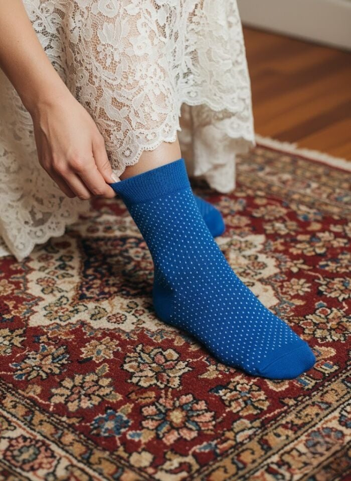 Mavi Benekli Kadın Soket Çorap