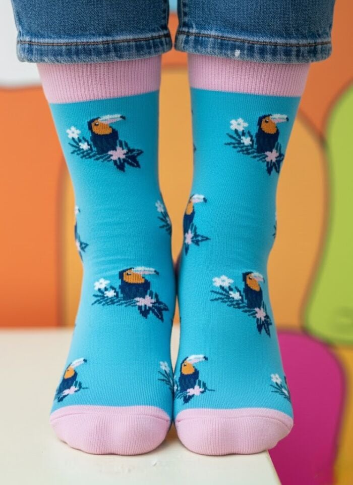 Papağan Desenli Çorap