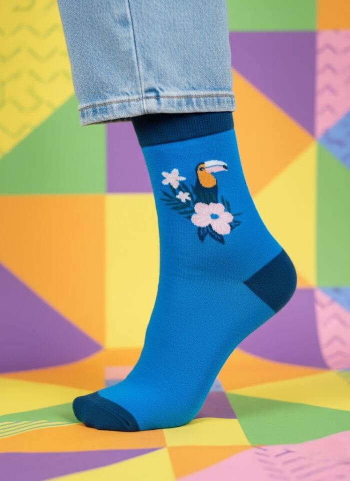 Papağan Desenli Çorap