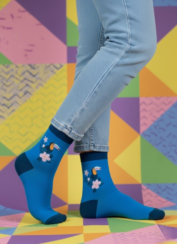 Papağan Desenli Çorap