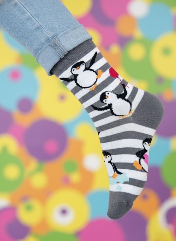 Penguen Desenli Çorap