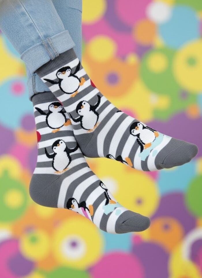 Penguen Desenli Çorap