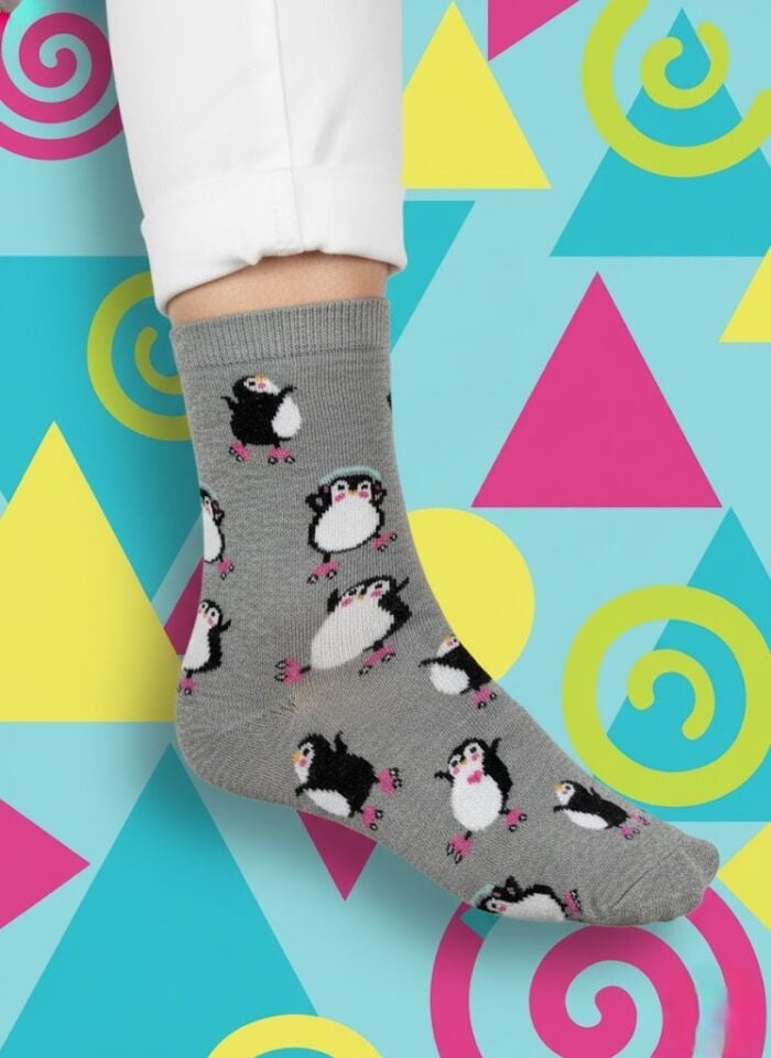 Penguen Desenli Çorap