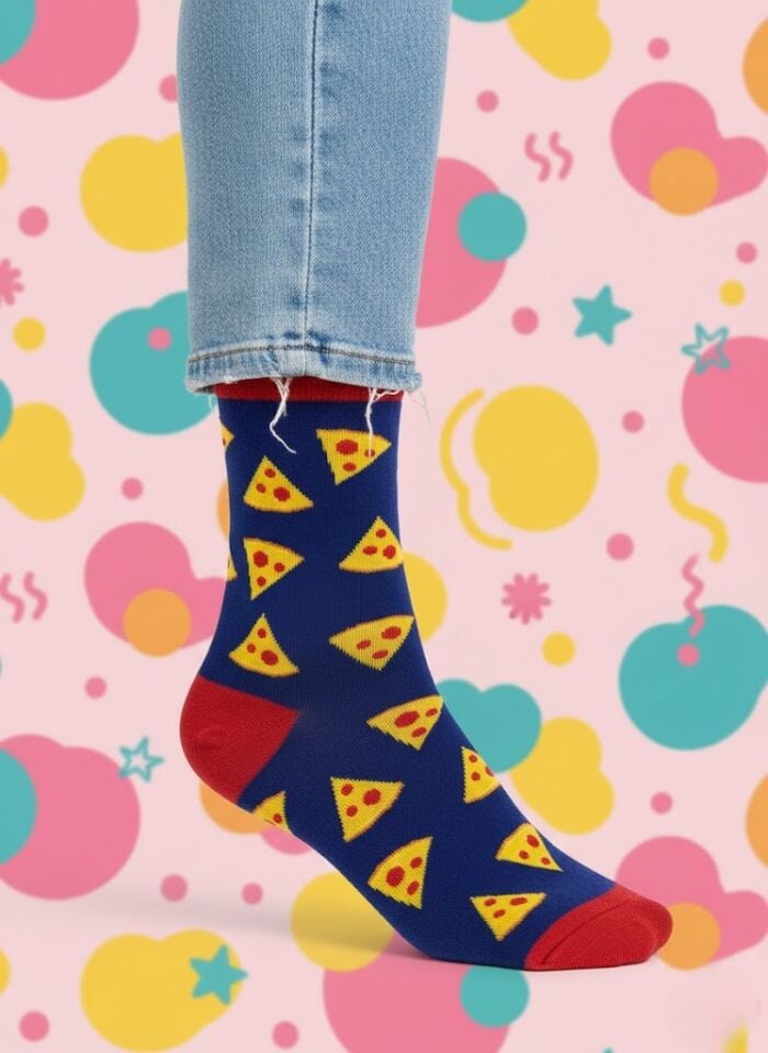 Pizza Dilimleri Desenli Çorap