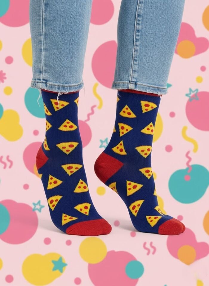 Pizza Dilimleri Desenli Çorap