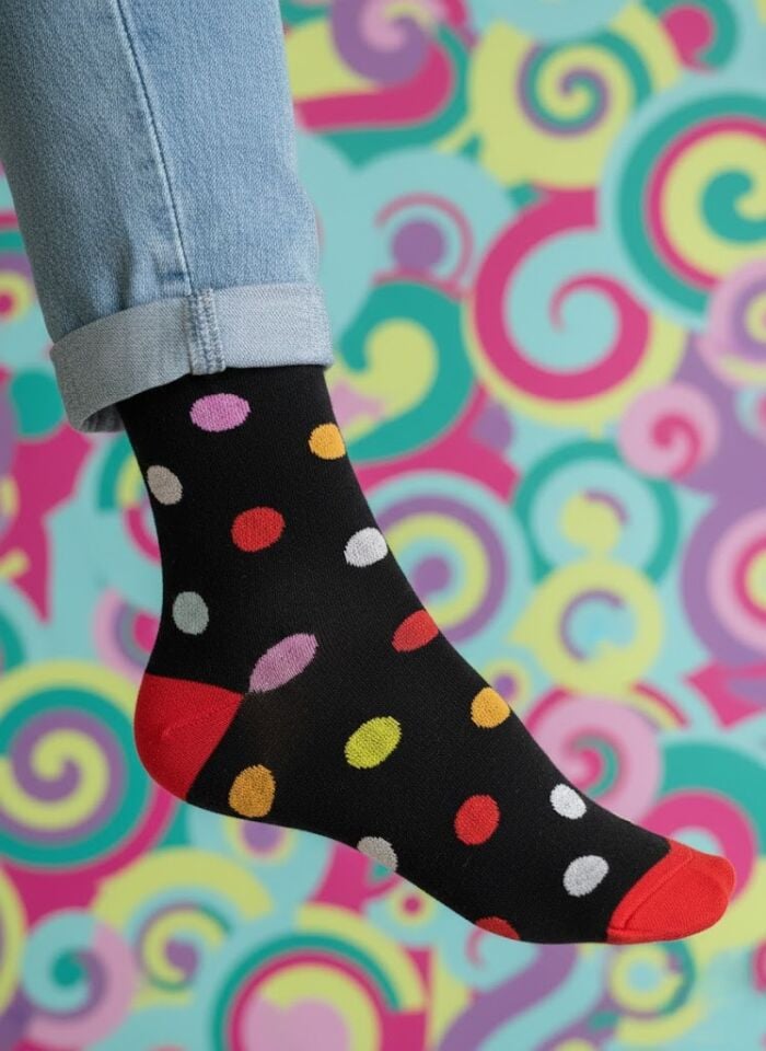 Puantiye Desenli Çorap