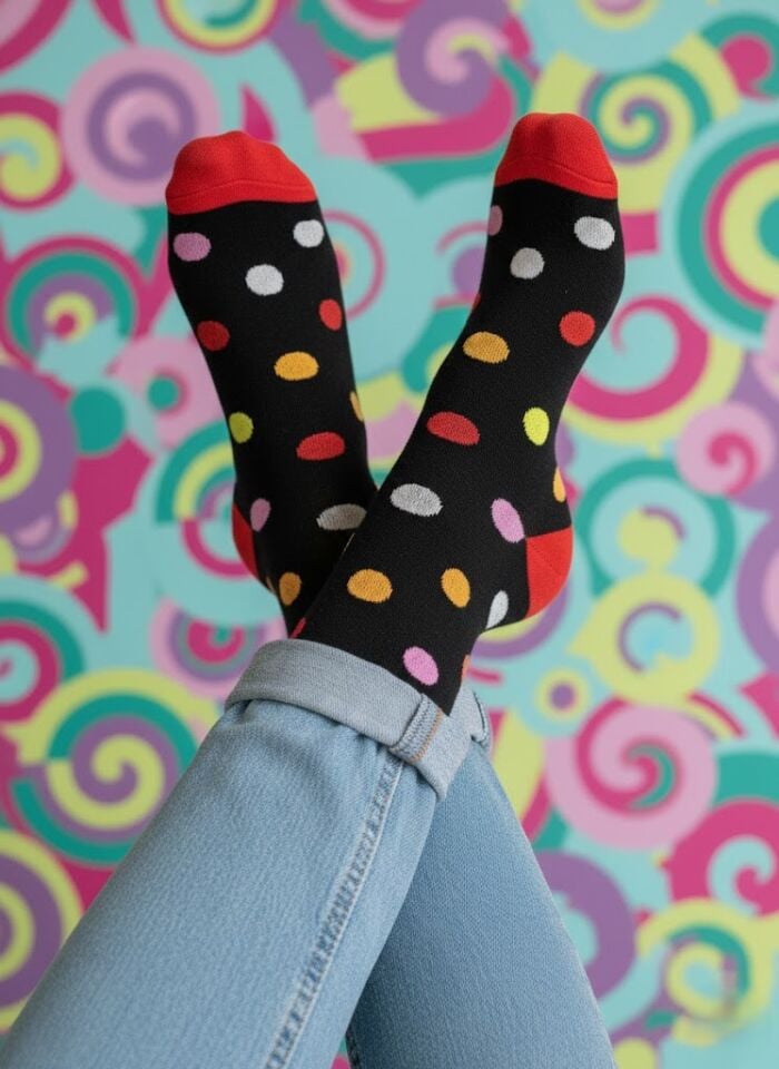 Puantiye Desenli Çorap