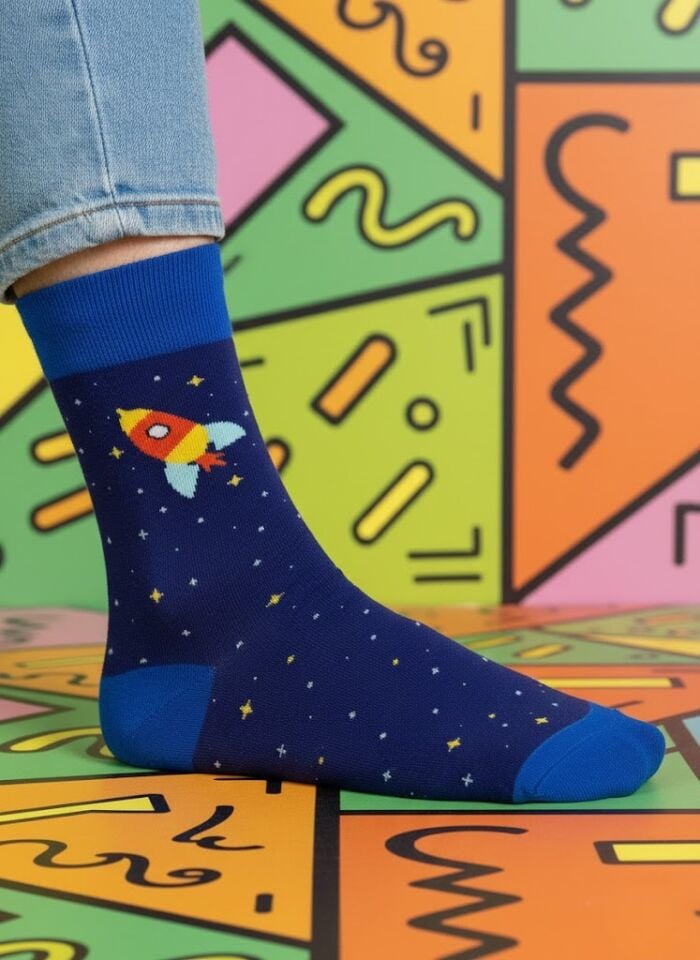 Roket Desenli Çorap